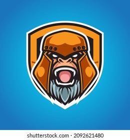 Logotipo de la mascota Monkey Spartan Head