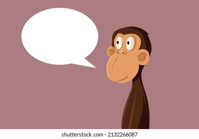 
Monkey With Speech Bubble Vector Cartoon Illustration. Cute Quirky Ape Mascot Communicating A Message 
