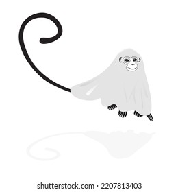 Monkey spirit Halloween ghost animal tattoo icon vector illustration