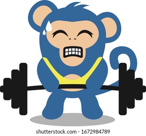 Monkey Sport Weigh tlifting Logo Vector Illustration
