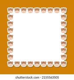 Monkey with square frame for banner, poster, and greeting card