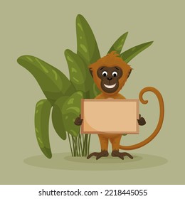 Monkey stand in the jungle leaves