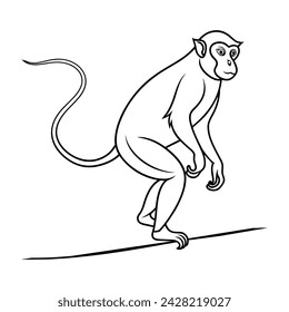 Monkey stand on roof continuous line art drawing