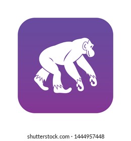 Monkey standing icon digital purple for any design isolated on white vector illustration