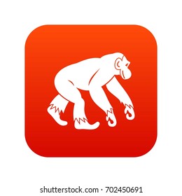 Monkey standing icon digital red for any design isolated on white vector illustration