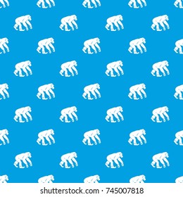 Monkey standing pattern repeat seamless in blue color for any design. Vector geometric illustration