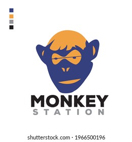 Monkey Station__logo based on monkey face. you can use it as a monkey face based logo.