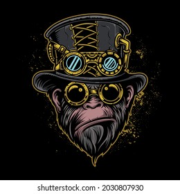 Monkey Steampunk Vector Illustration art