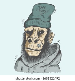 Monkey street style Hand drawing