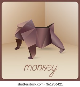 Monkey stylized  polygonal model. Vector illustration.