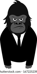Mono en traje, ilustración, vector sobre fondo blanco.