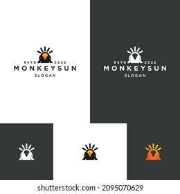Monkey Sun logo icon design template