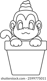 Monkey Sundae Animal Vector Graphic Art Illustration