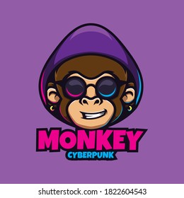 Monkey with Sunglasses on Cyber Punk Concept