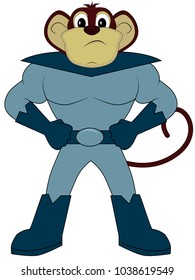 monkey superhero in a blue suit