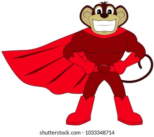 monkey superhero in a red suit