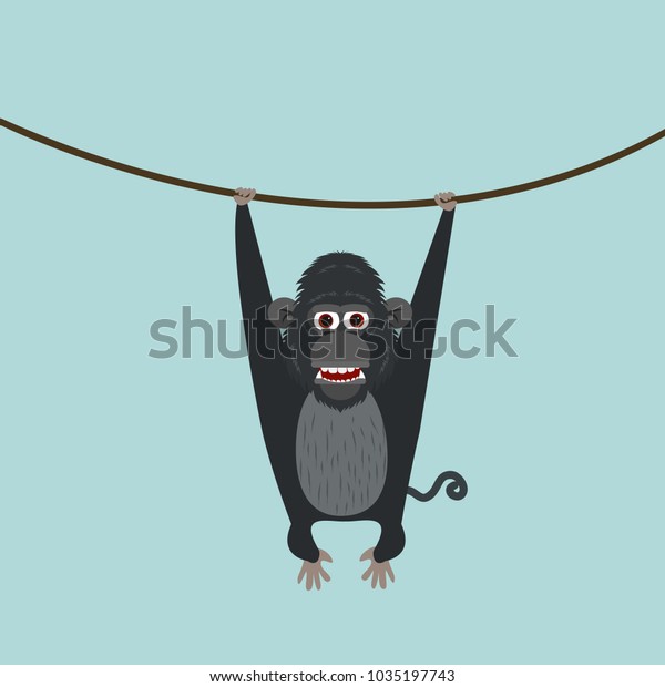 Monkey Swinging Tree Stock Vector Royalty Free 1035197743