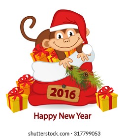 monkey symbol of 2016 year - vector illustration, eps