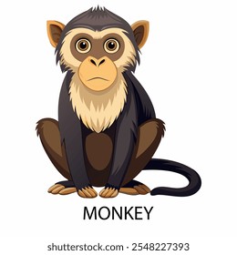 Monkey symbol of 2028 in cartoon style on a white background. Vector illustration.