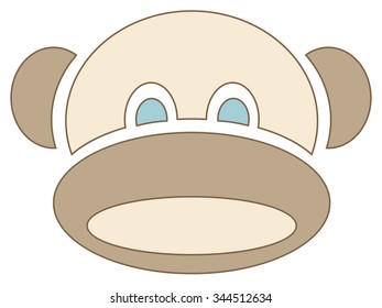  monkey symbol for kids, isolated vector
