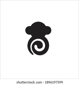 Monkey Symbol Logo. Vector Illustration.