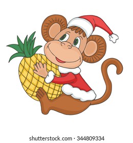 Monkey symbol of New year 2016. Cartoon animal. Colorful vector illustration.