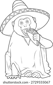 Monkey Taco Animal Vector Graphic Art Illustration