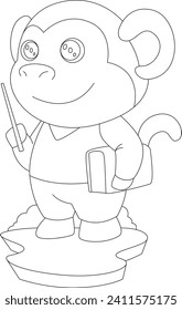 Monkey Teacher Book Animal Vector Graphic Art Illustration