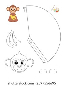 Monkey template for coloring and building for games