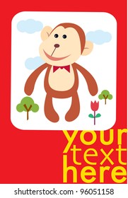Monkey with text card