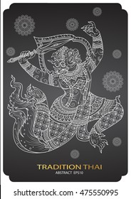 monkey thai tradition outline vector