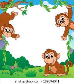 Monkey thematic frame 1 - eps10 vector illustration.