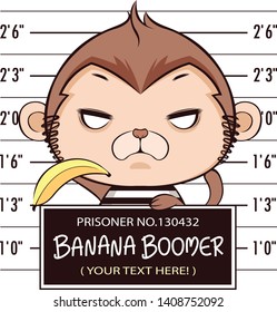 The Monkey in a theme of animate prisoner. Perfectly apply to Icon, Sign, Product or your own badge.