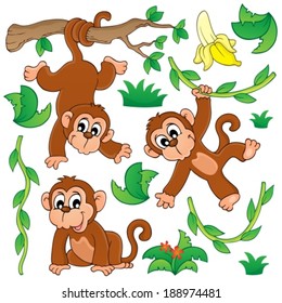 Monkey theme collection 1 - eps10 vector illustration.