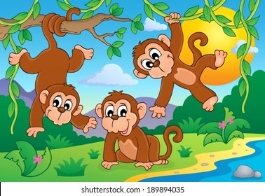 Monkey theme image 1 - eps10 vector illustration.