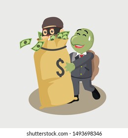 the monkey thief is sneaking up vector illustration