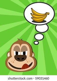 monkey thinks to eat banana