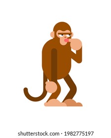 Monkey thinks isolated. Ape expect. vector illustration