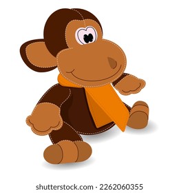 Monkey. Toy. Cartoon character. Vector. Graphics. Used for stickers, magazines, on covers, web design. Purpose, children's toys, coloring books, print on clothing.