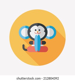 monkey toy flat icon with long shadow,eps10