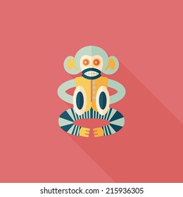 monkey toy flat icon with long shadow,eps10