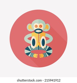 monkey toy flat icon with long shadow,eps10