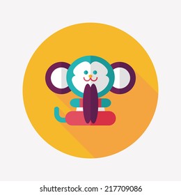 monkey toy flat icon with long shadow,eps10