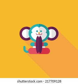 monkey toy flat icon with long shadow,eps10