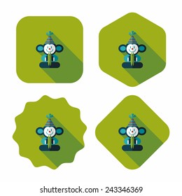 monkey toy flat icon with long shadow,eps10