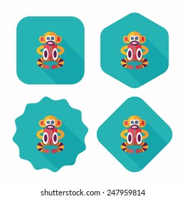 monkey toy flat icon with long shadow,eps10