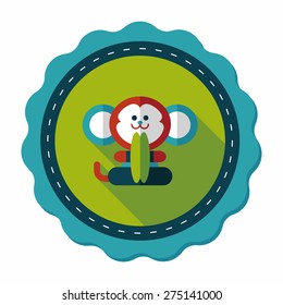 monkey toy flat icon with long shadow,eps10