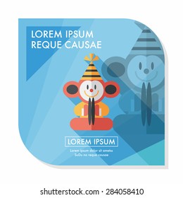 monkey toy flat icon with long shadow,eps10