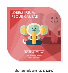 monkey toy flat icon with long shadow,eps10