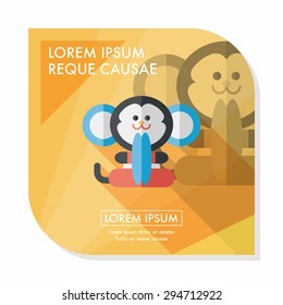monkey toy flat icon with long shadow,eps10